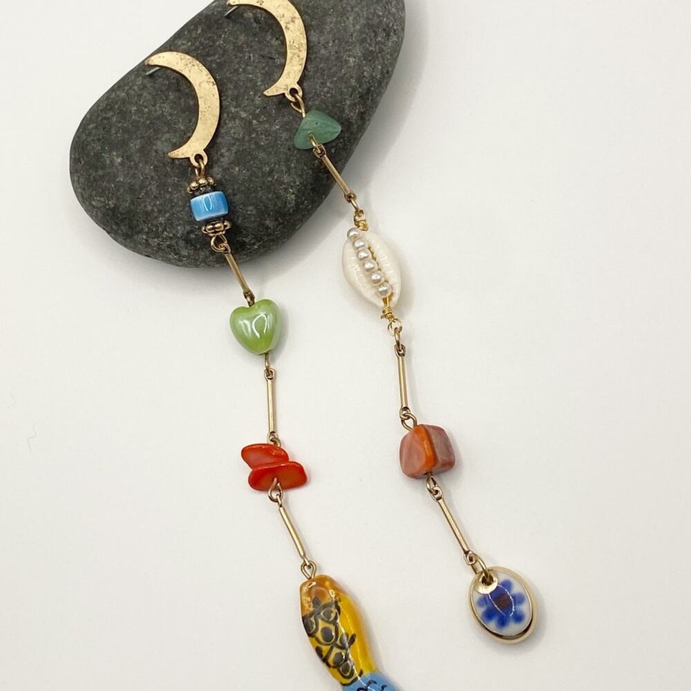 NEW Crescent Moon Charm Dangle Earrings - Picture 9 of 14